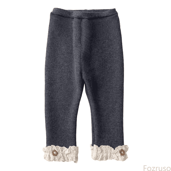 Fozruso Girls Casual School Pants Girls' Fleece Lined Bottoms Winter Warmth Pants For Girls Footless Ruffled Tights Sizes 5-6 Years