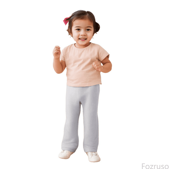 Fozruso Girls Casual School Pants Girls' Spring And Autumn Solid Color Woolen Warm Pants Sizes 5-6 Years