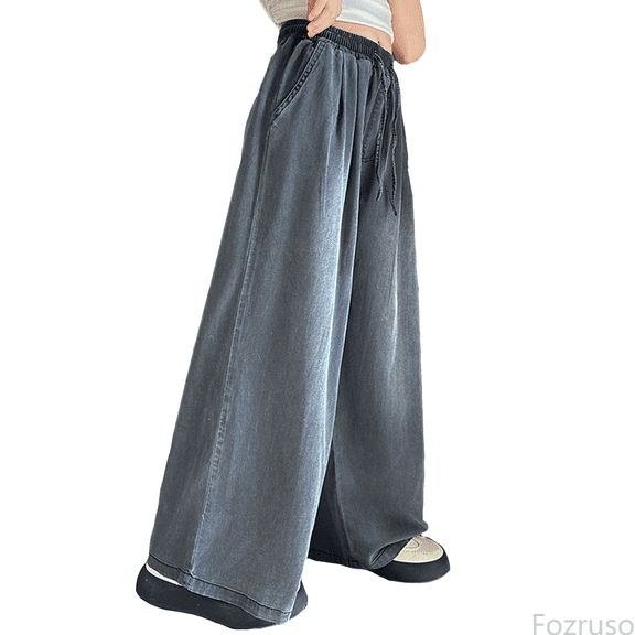 Fozruso Girls Casual School Pants Trendy Girls Pants Comfortable And Stylish Wide Leg Straight Pants With Drawstring Waist For Spring And Summer Activities Sizes 13-14 Years