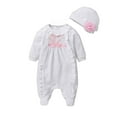 thumbnail image 1 of Fozruso Girls Clothing Sets Baby Girls Fashion Lace Patchwork Romper Jumpsuit Clothes+ Hat,6-9 Months(White), 1 of 6