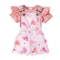 thumbnail image 1 of Fozruso Girls Clothing Sets Baby Girls Summer Outfits Set Ribbed Short Sleeve Romper With Adjustable Straps Shorts For 0 3 Years Old Toddler Outdoor Play,9-12 Months(Red), 1 of 6