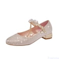 thumbnail image 1 of Fozruso Girls Dance Shoes Gold Silver Sequins Princess Shoes Closed Toe Low Heel Fine Glitter Shoes Wedding Party,Sizes 13 Little Kid 7-8 Years(Gold), 1 of 7