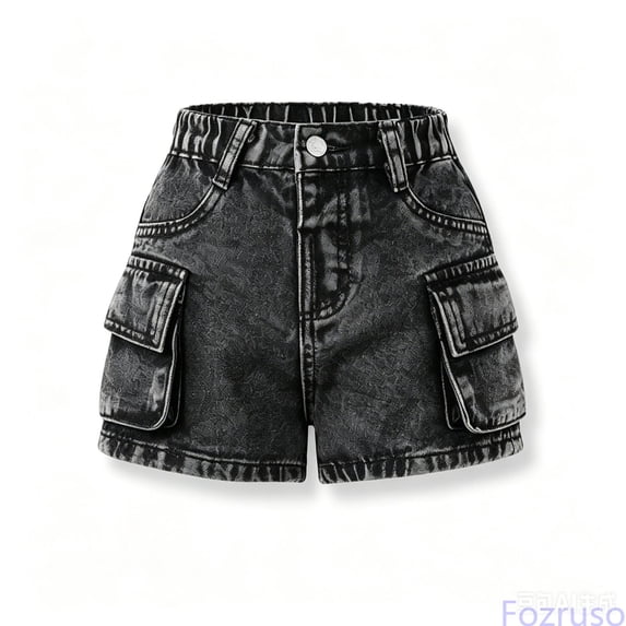 Fozruso Girls Denim Shorts For Kids – Comfortable Short Bottoms For Everyday And Casual Wear Denim Short for Casual School(Blue)