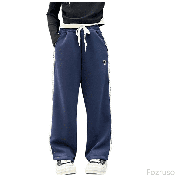 Fozruso Girls Drawstring Jogger Pants Girls Pants Drawstring Elastic Sweatpants Solid Color Casual Active Joggers For 4 12 Years Sizes 12-14 Years