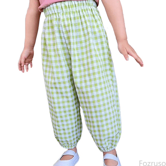 Fozruso Girls Drawstring Pants Toddler Toddler Girl Boy Classic Pants Plaid Elastic Jogger Gingham Long Pants Summer Fall Harem Pants Sizes 12-18 Months