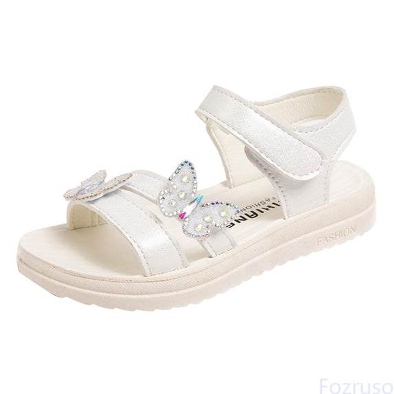Fozruso Girls Dress Shoes Children Shoes Summer Butterfly Sandals With Diamond Fashion Little Girl Soft Bottom Princess Sandals Sizes 11 Little Kid(4.5-5 Years)