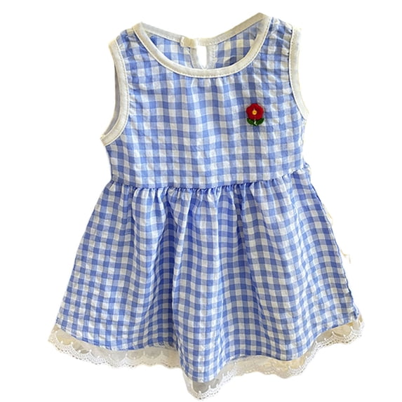 Fozruso Girls Dresses Girls Summer Dresses Casual Plaid Sleeveless Dress For Toddlers Loose Fit Comfortable Play Outfit Age 3 8 Sizes 18-24 Months