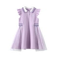 thumbnail image 1 of Fozruso Girls Dresses For School Girls Dresses Casual Summer Outfit Collar Mesh Spliced Versatile Dress For Toddler Kids Age 3 11 Years Sizes 8-9 Years, 1 of 6