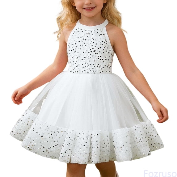 Fozruso Girls Dresses for School Sparkly Dress For Girls Summer Party Gown With Sequin Details Elegant Birthday Celebration Attire Sizes 4-5 Years
