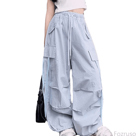 Fozruso Girls Fleece Casual Sweatpants Girls' Vintage Fashion With Pockets Cargo Pants Solid Color Streetwear For 4 14 Years Sizes 8-10 Years