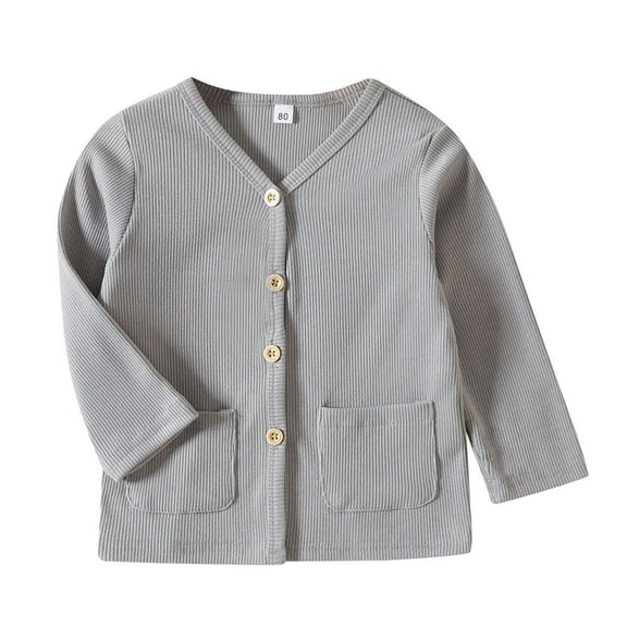 Fozruso Girls Jacket 6-12 Months,Toddler Boys Girls Windproof Solid Ribbed Coat Jacket Kids Warm Outerwear Jacket Silver