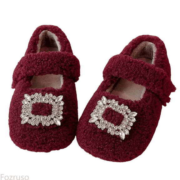 Fozruso Girls Lined Slippers Soft Sole Indoor Outdoor Cozy Warm Shoes For Toddler Little Kid Big Youth,Warm Slippers Sizes 12 Little Kid(5.5-6 Years)