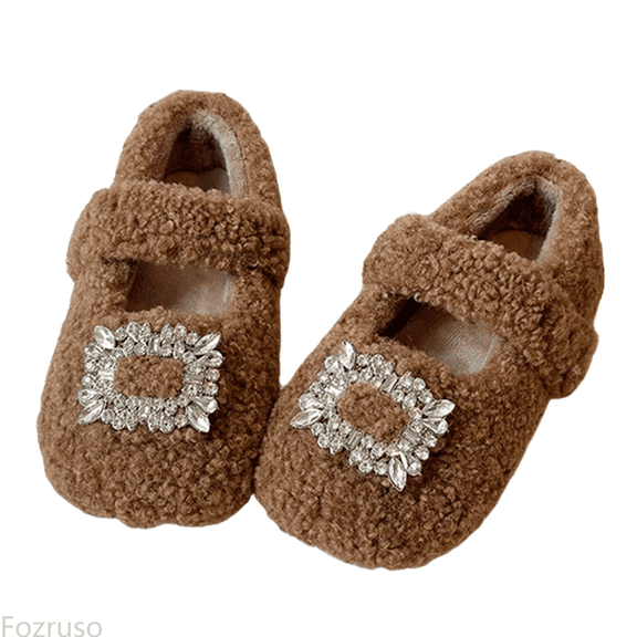 Fozruso Girls Lined Slippers Soft Sole Indoor Outdoor Cozy Warm Shoes For Toddler Little Kid Big Youth,Warm Slippers Sizes 9.5 Little Kid(3.5-4 Years)