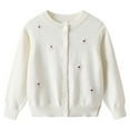 thumbnail image 1 of Fozruso Girls Zip Jacket 3-4 Years,Girls Knit Cardigan Coat Jacket Hand Embroidered Floral Design Pure Casual Outerwear For Teen Girls Lightweight Spring Autumn Winter For 10 14 Year White, 1 of 1