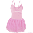 thumbnail image 1 of Fozruso Girls Floral Dress Girls Ballet Dance Dress Tutu Leotard With Lace Ruffle Skirt Strapless Gymnastics Performance For Toddler Kids Sizes 5-6 Years, 1 of 5