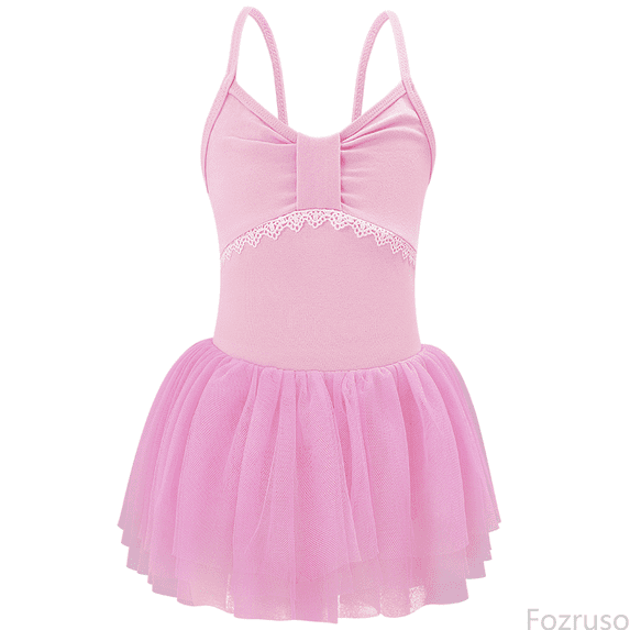 Fozruso Girls Floral Dress Girls Ballet Dance Dress Tutu Leotard With Lace Ruffle Skirt Strapless Gymnastics Performance For Toddler Kids Sizes 5-6 Years