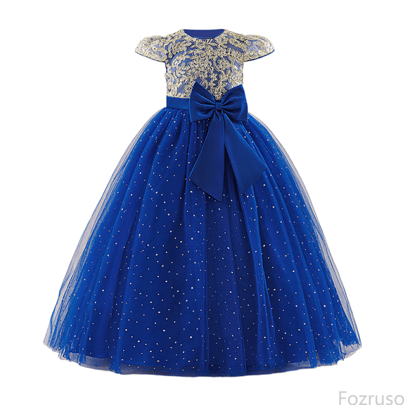 Fozruso Girls Floral Dress Girls Dress With Embroidery Flutter Sleeves Tutu Party Gown For Birthday Celebration And Elegant Bow Formal Attire Sizes 12-13 Years