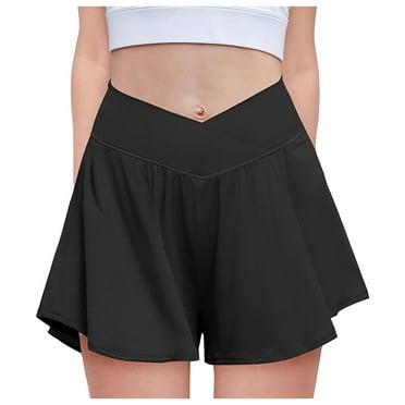 Fozruso Girls Flowy Shorts With Spandex Liner 2 In 1 Athletic Running Shorts With Pockets Kids Butterfly Skorts Sizes 5-6 Years