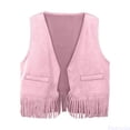 thumbnail image 1 of Fozruso Girls Fringe Sleeveless Vest Tassels Fringe Waist Tops Party Western Cowgirl,Sizes 7-8 Years Pink, 1 of 5