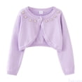 thumbnail image 1 of Fozruso Girls Knit Cardigan Sweater Casual Summer Fall Outerwear For Toddler Kids Teenage Girls With Rhinestone Design School Casual,Sizes 7-8 Years Purple, 1 of 6