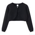 thumbnail image 1 of Fozruso Girls Knit Cardigan Sweater Top Casual Round Neck Open Front Shirt For Toddler Kids Spring Fall Lightweight Layering Outerwear Basic Tees,Sizes 3-4 Years Black, 1 of 4
