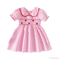 thumbnail image 1 of Fozruso Girls Lace Dress Toddler Girls Short Sleeve Valentine's Day Plaid Dresses Party Dance Dress Sizes 6-12 Months, 1 of 6