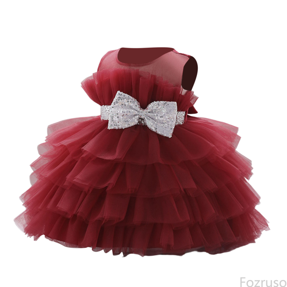 Fozruso Girls A Line Dress Elegant Girls Gown Party Dress For And Birthday Celebrations With Puffed Sleeves And Sparkling Perfect For Photoshoots And Festive Events Sizes 3-4 Years