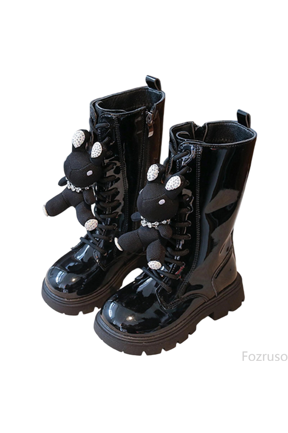 Girls Long Boots Fashion Mid Calf Boots Rabbit Design Winter Footwear For Toddler Kids,Cute Ankle Winter Boots Sizes 14 Big Kid(9-9.5 Years)