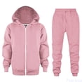 thumbnail image 1 of Fozruso Girls Long Sleeve Zip Up Hoodie And Jogger Casual Winter Outfit Soft Fleece Tracksuit For Toddler Youth Kids Playwear Athletic Two Piece Comfy Pullover 2 Piece Outfits,Red,4-5 Years, 1 of 7