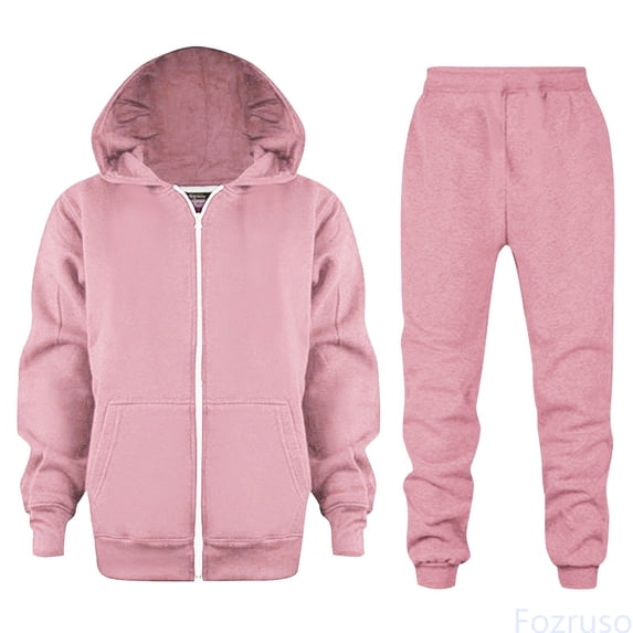 Fozruso Girls Long Sleeve Zip Up Hoodie And Jogger Casual Winter Outfit Soft Fleece Tracksuit For Toddler Youth Kids Playwear Athletic Two Piece Comfy Pullover 2 Piece Outfits,Red,4-5 Years