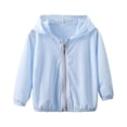 thumbnail image 1 of Fozruso Girls Outerwear Jackets Coats 130,Summer Children's Ice Silk Thin Zip Up Sun Clothing For Boys And Girls With Hat Hooded Long Sleeve Sun Suit For Ages 3 6 Blue, 1 of 6
