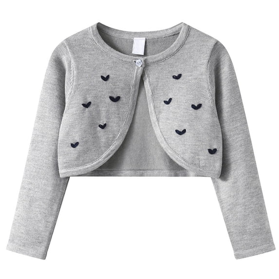 Fozruso Girls Outerwear Jackets Coats 5-6 Years,Girls' Knitted Cardigan Shawl Lightweight Air Conditioner Shirt Suitable For 1 14 Years Old Gray