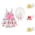 thumbnail image 1 of Fozruso Girls Outfit Sets Baby Kids Girls Sleeveless Bow Flower Suspending Dress And Hat Set Outfit Sizes 3-4 Years(Red), 1 of 7