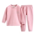 thumbnail image 1 of Fozruso Girls Outfit Sets Thermal Underwear For Children Boys Crew Neck Trousers With Long Sleeves,140(Pink), 1 of 6