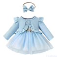 thumbnail image 1 of Fozruso Girls Outfits Set Baby Toddler Floral Dress With Long Sleeve Jacket 2 Piece Cute Casual Outfit Daily Wear,Blue,6-9 Months, 1 of 7