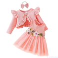 thumbnail image 1 of Fozruso Girls Outfits Set Baby Toddler Floral Dress With Long Sleeve Jacket 2 Piece Cute Casual Outfit Daily Wear,Red,18-24 Months, 1 of 7