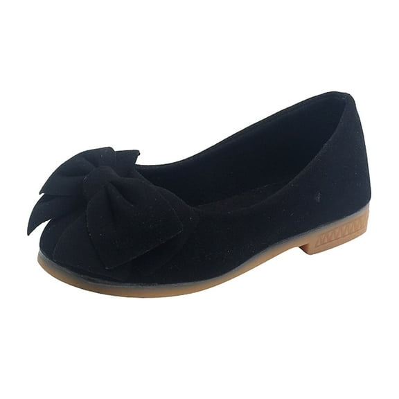 Fozruso Girls Plain Color Bowknot Mary Jane Dress Shoes Sizes 6 Toddler(Black)