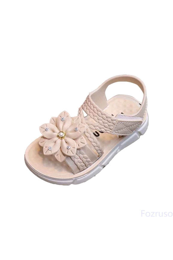 Girls Sandals For Active Kids Comfortable Daily Use Footwear Durable Outdoor Vacation Slip Ons For Ages 3 12 Summer For Young Girls,Sizes 11 Little Kid 4.5-5 Years(Beige)