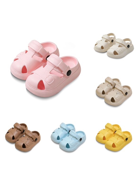 Girls Sandals Close Toe,Sizes 8-8.5 Little Kid,Kids Unisex Water Play Clogs Sandals With Breathable Holes For Beach Pool Outdoor Activities