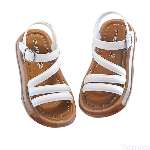 Fozruso Girls Sandals Fashion Summer Flat Sandals Open Toe Cute Casual Outdoor Comfortable Lightweight Breathable For Kids Toddler Youth,Sizes 23 Little Kid 2-2.5 Years(White)