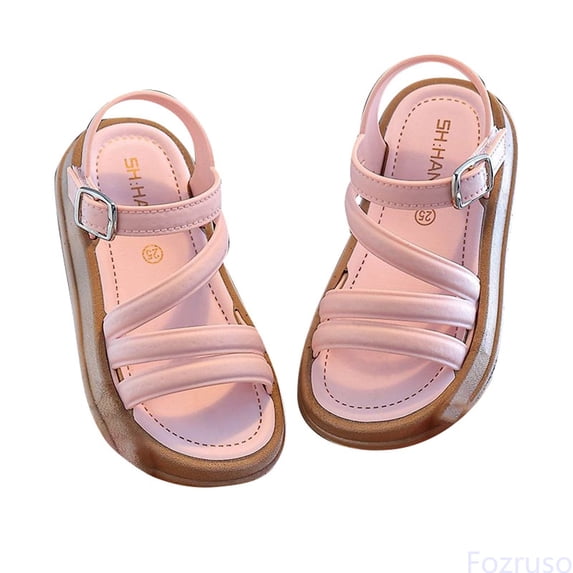 Fozruso Girls Sandals Fashion Summer Flat Sandals Open Toe Cute Casual Outdoor Comfortable Lightweight Breathable For Kids Toddler Youth,Sizes 31 Big Kid 9-9.5 Years(Pink)