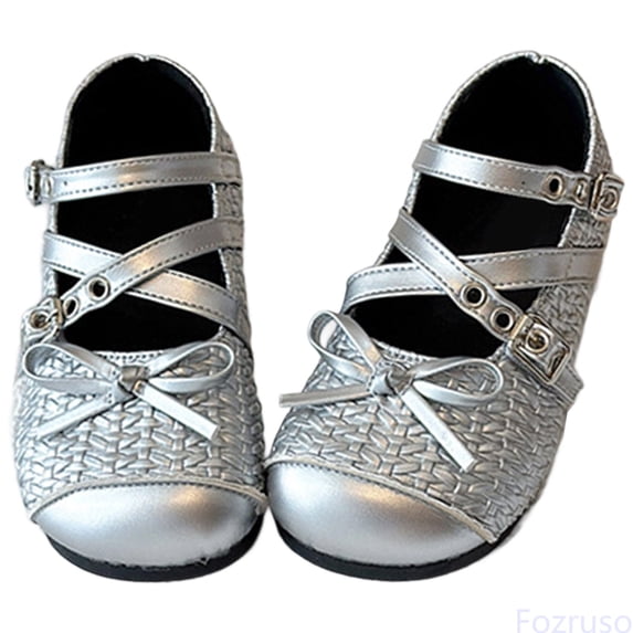 Fozruso Girls Sandals Mary Jane Shoes With Bowknot Cute Toddler Casual Comfortable Lightweight Breathable For Little Girls Suitable For Ages 1 10.5,Sizes 10 Little Kid 4-4.5 Years(Silver)