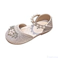 thumbnail image 1 of Fozruso Girls Sandals Pearl Strap Princess Leather Shoes,Sizes 9.5 Little Kid 3.5-4 Years(Beige), 1 of 7