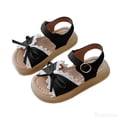 thumbnail image 1 of Fozruso Girls' Sandals Summer Children's Bow Western Shoes Little Girls Baby Soft Bottom Beach Shoes,Sizes 33 Little Kid 7-7.5 Years(Brown), 1 of 5