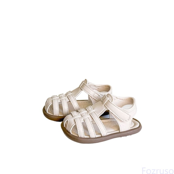 Fozruso Girls Sandals Toddler Casual Outdoor Roman Shoes Soft Sole Breathable Comfortable Summer Spring Walking First Shoes,Sizes 5.5 Toddlers 12-15 Months(White)