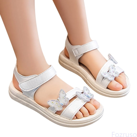 Fozruso Girls Sandals For Toddler Kids Summer Casual Outdoor Breathable Comfortable Lightweight Soft Sole Walking Shoes For Ages 1 12,Sizes 12 Little Kid 5.5-6 Years(White)