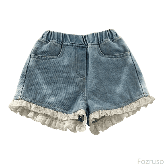 Fozruso Girls School Uniform Pants Kids Toddler Toddler Girl's Solid Lace Spring Summer Jeans Shorts Denim Shorts Casual Shorts Daily Wearing Sizes 18-24 Months