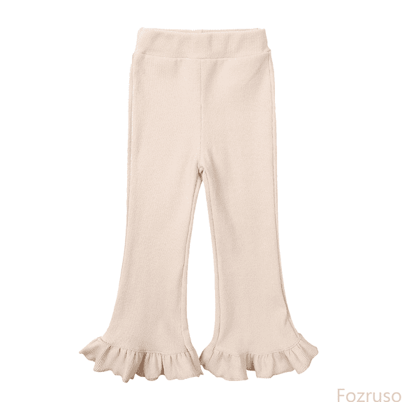 Fozruso Girls School Uniform Pants Tollder Girl High Elastic Waist Flare Leg Pants Casual Long Bell Bottom Trousers Sizes 2-3 Years