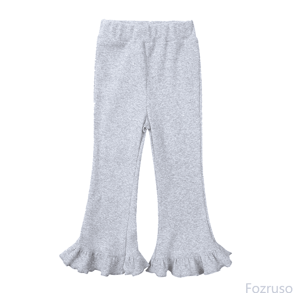 Fozruso Girls School Uniform Pants Tollder Girl High Elastic Waist Flare Leg Pants Casual Long Bell Bottom Trousers Sizes 2-3 Years
