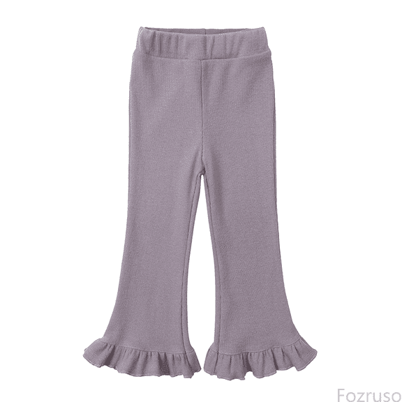 Fozruso Girls School Uniform Pants Tollder Girl High Elastic Waist Flare Leg Pants Casual Long Bell Bottom Trousers Sizes 2-3 Years